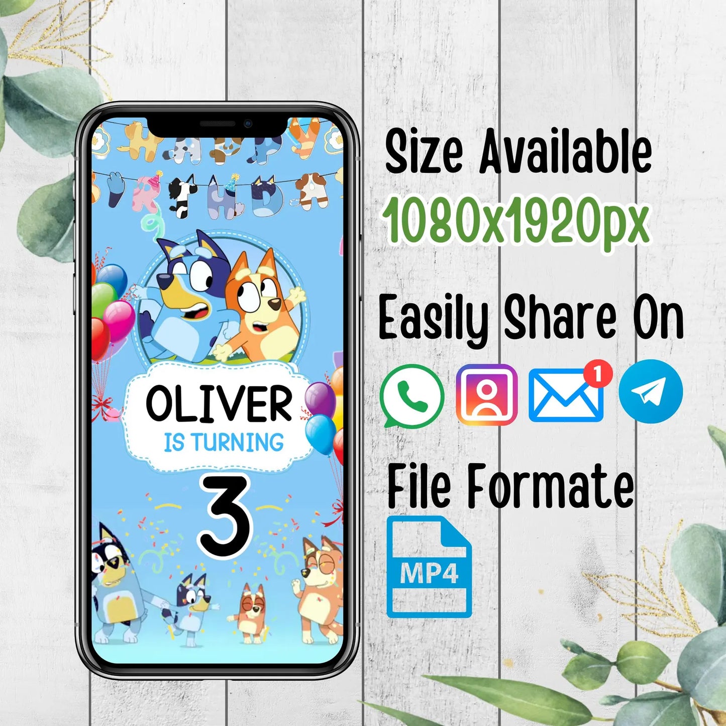 Bluey Birthday Invitation, Bluey Video Invitation, Bluey Invite, Bluey Animated Invite Video, Birthday Digital Video Invite, Canva Editable
