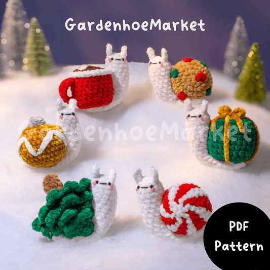 Christmas Snails Bundle - 6 in 1 PDF Christmas Crochet Pattern Bundle Holiday Beginner Crochet Pattern Winter