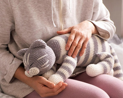 Sleeping cat crochet pattern Plush kitty