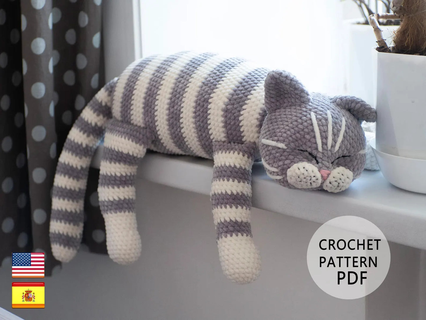 Sleeping cat crochet pattern Plush kitty