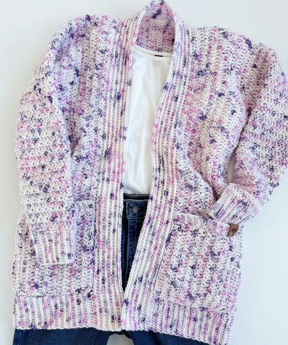 CROCHET PATTERN & VIDEO/ Snowy Season Cardigan Pattern, Sizes Xs-5X, Side to side construction, pdf, crochet cardigan pattern,
