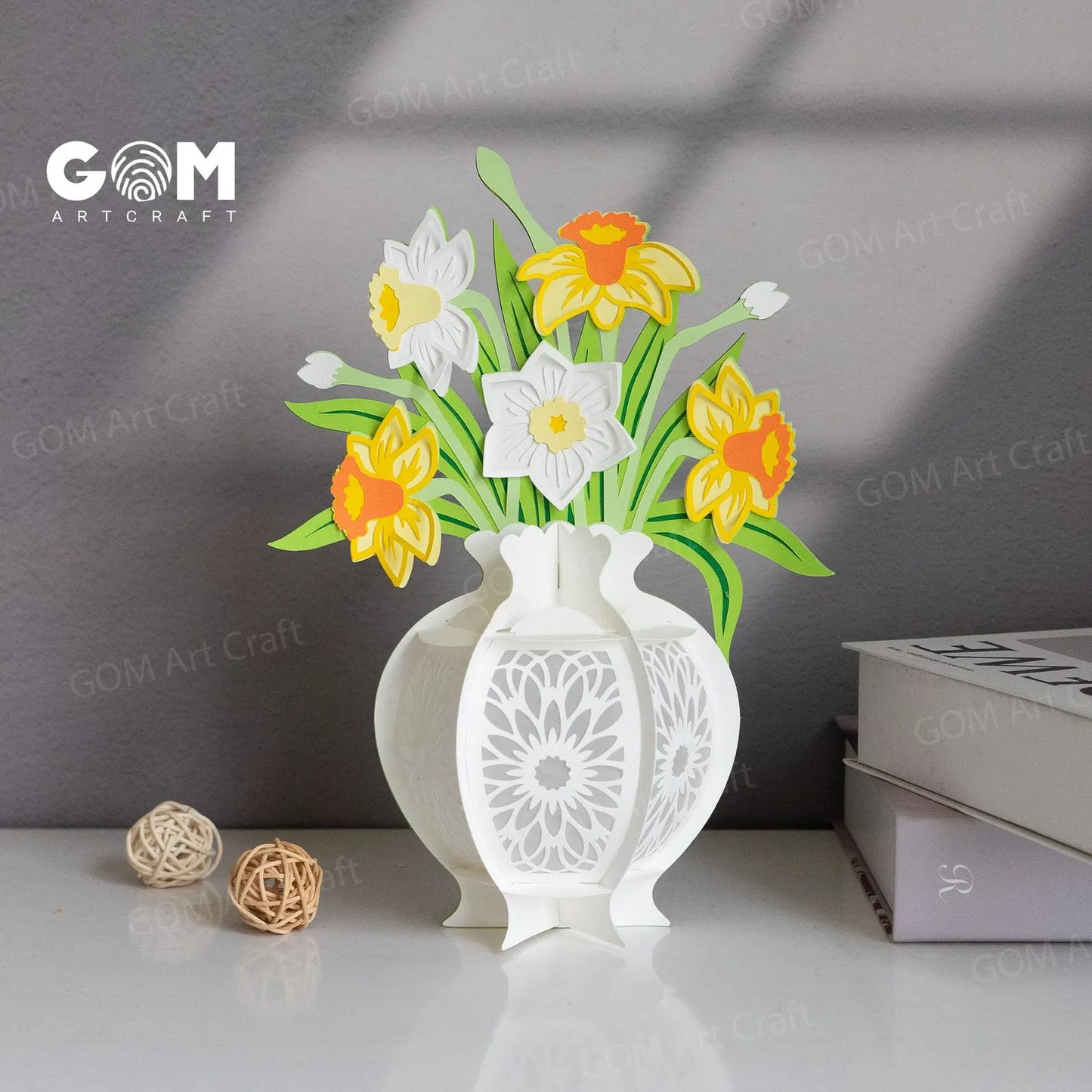 Set 6 Vase Flower Lantern Template SVG, Tulip Lantern, Rose Lantern, Chrysanthemum Lantern, Daffodils Lantern, Iris Lantern, Lilies Lantern