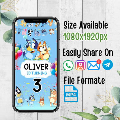 Bluey Birthday Invitation, Bluey Video Invitation, Bluey Invite, Bluey Animated Invite Video, Birthday Digital Video Invite, Canva Editable