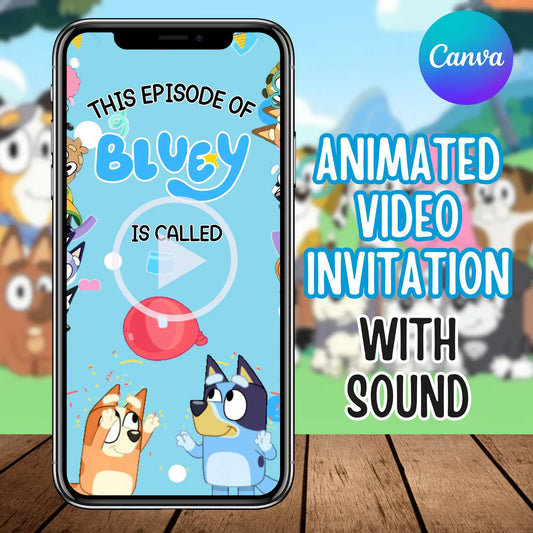 Bluey Birthday Invitation, Bluey Video Invitation, Bluey Invite, Bluey Animated Invite Video, Birthday Digital Video Invite, Canva Editable