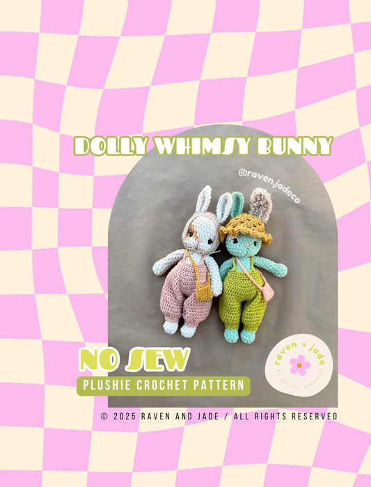 BUNDLE Bunny Plushie Crochet Pattern + Jade Overalls / NO SEW Crochet Pattern / Bunny Crochet Plushie / Easter Crochet Pattern