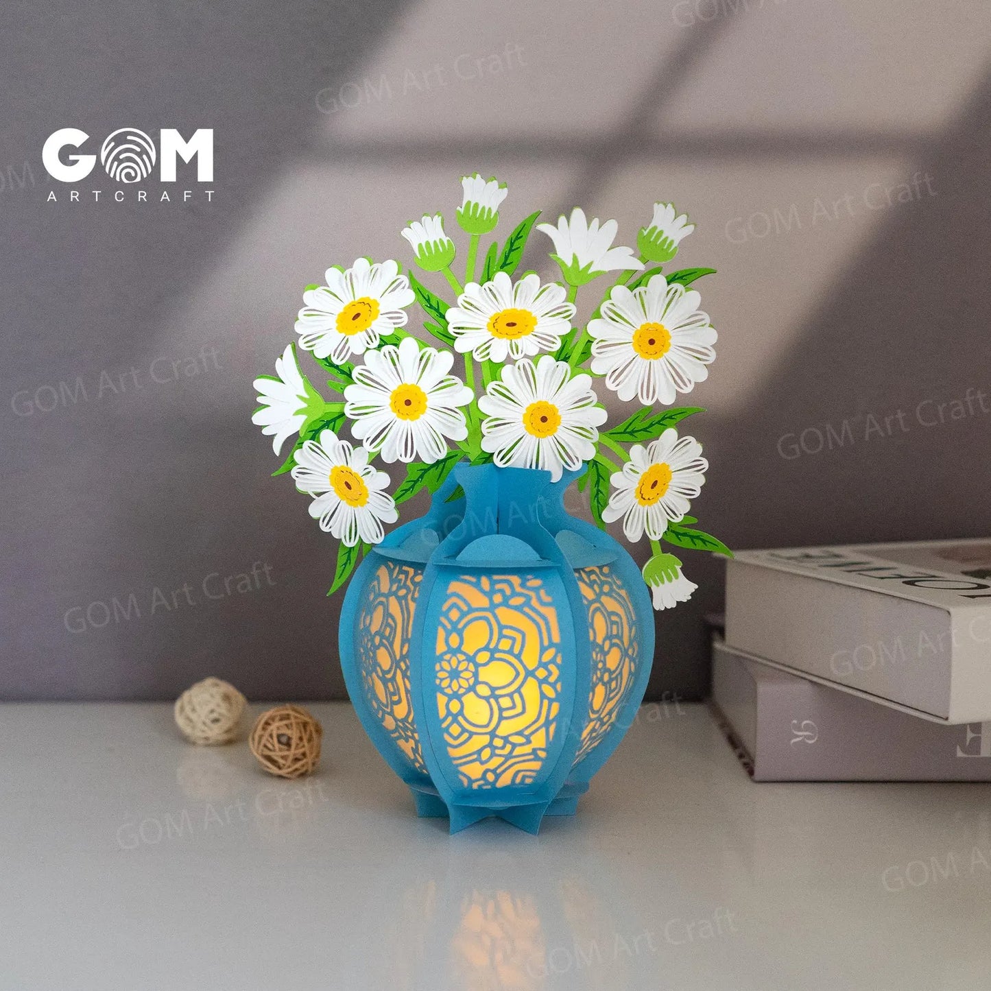 Set 6 Vase Flower Lantern Template SVG, Tulip Lantern, Rose Lantern, Chrysanthemum Lantern, Daffodils Lantern, Iris Lantern, Lilies Lantern