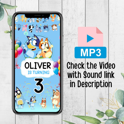 Bluey Birthday Invitation, Bluey Video Invitation, Bluey Invite, Bluey Animated Invite Video, Birthday Digital Video Invite, Canva Editable