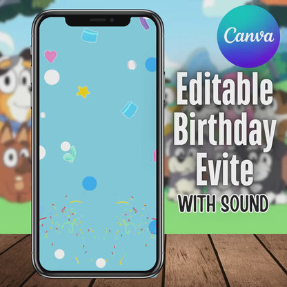 Bluey Birthday Invitation, Bluey Video Invitation, Bluey Invite, Bluey Animated Invite Video, Birthday Digital Video Invite, Canva Editable